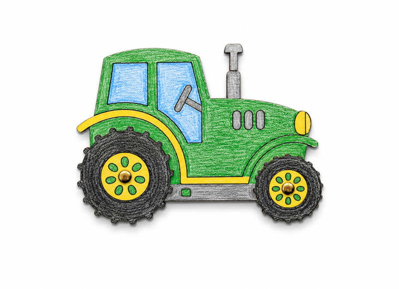 Dřevěný traktor k vymalování s pohyblivými koly | Kreativní tvoření pro děti