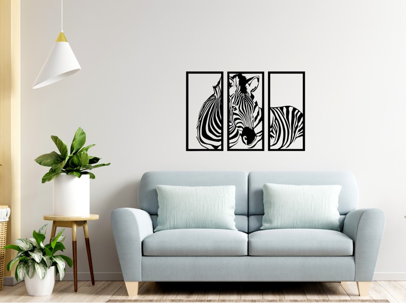 Zebra - třidílny obraz