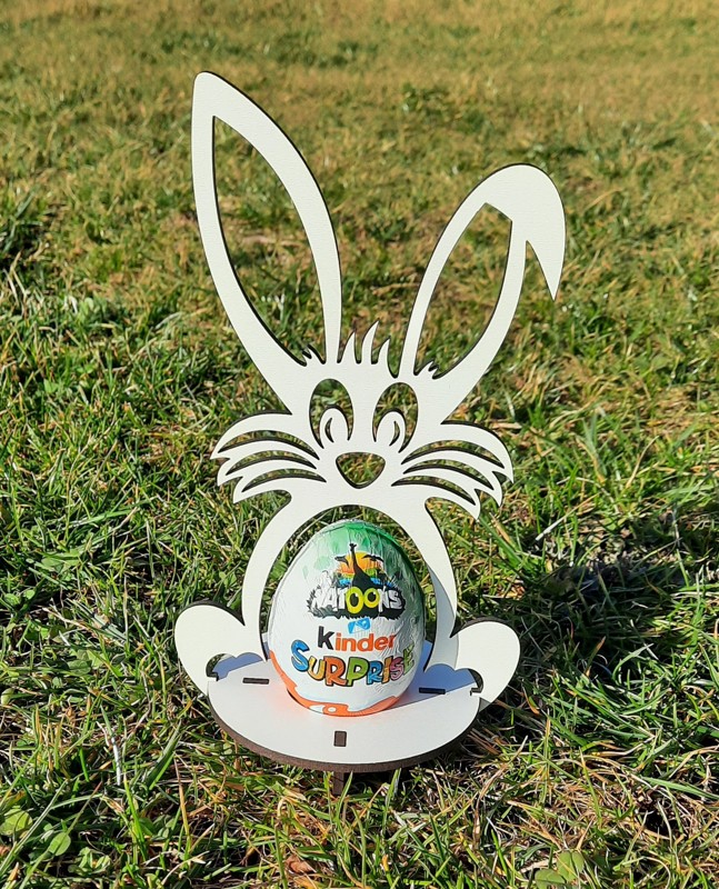 Bílý velikonoční zajíček – Stojánek na vajíčko (19 cm)