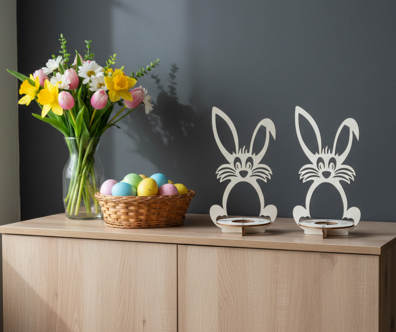 Přírodní velikonoční zajíček – Stojánek na vajíčko (19 cm)