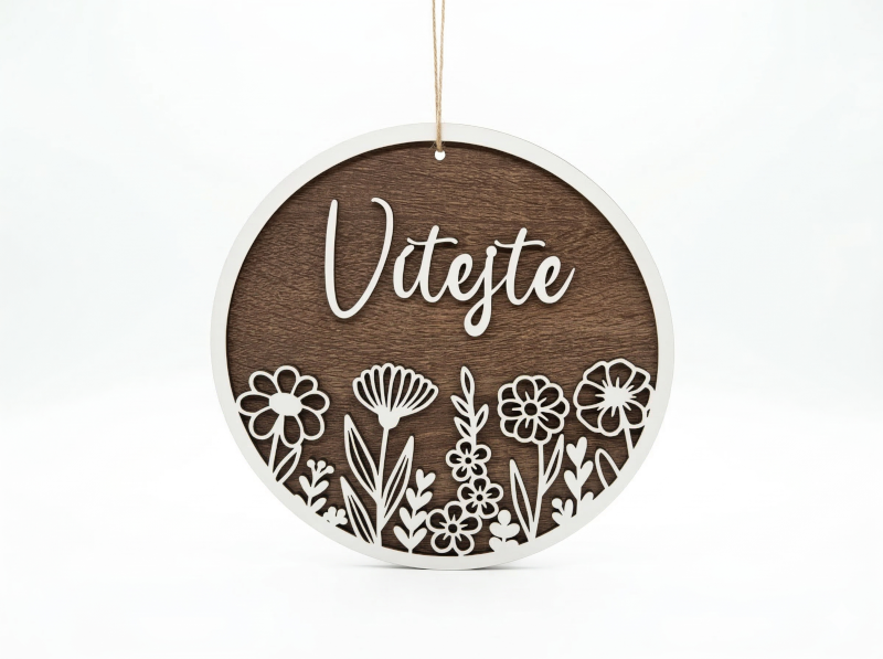 Dřevěný věnec Vítejte (20 cm)