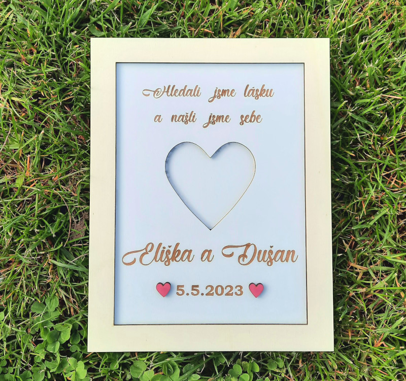 Dřevěný rámeček na darování peněz