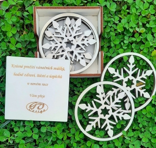 Dřevěné podtácky sněhové vločky 4ks