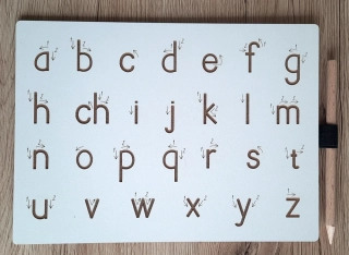 Tabulka k nácviku psaní s dřevěnou tužkou