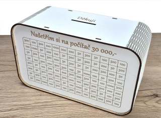 Dřevěná škrtací pokladnička s plexisklem