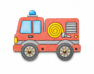 Dřevěné hasičské auto k vymalování s pohyblivými koly | Kreativní tvoření pro děti